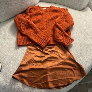 Sage + Paige Satin Skirt & OS Sweater